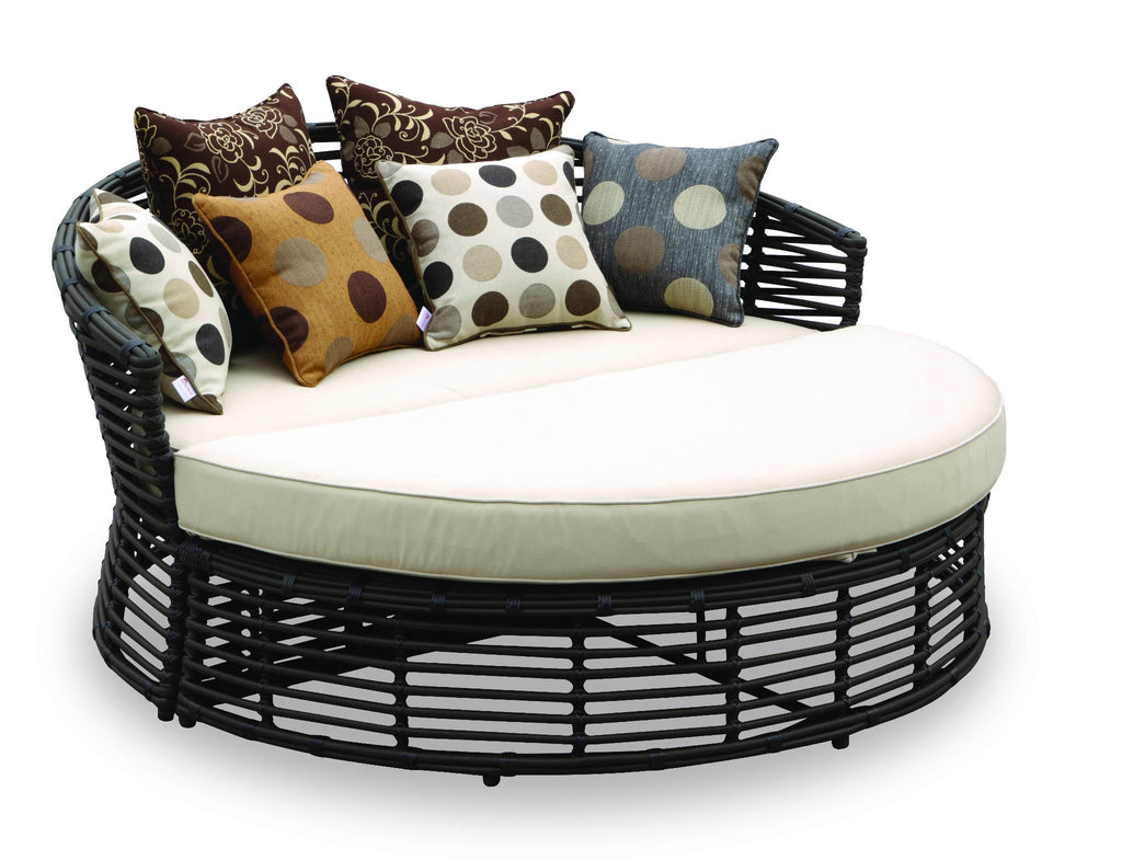 Sunset West Venice Round Daybed with cushions in Canvas Antique Beige with self welt