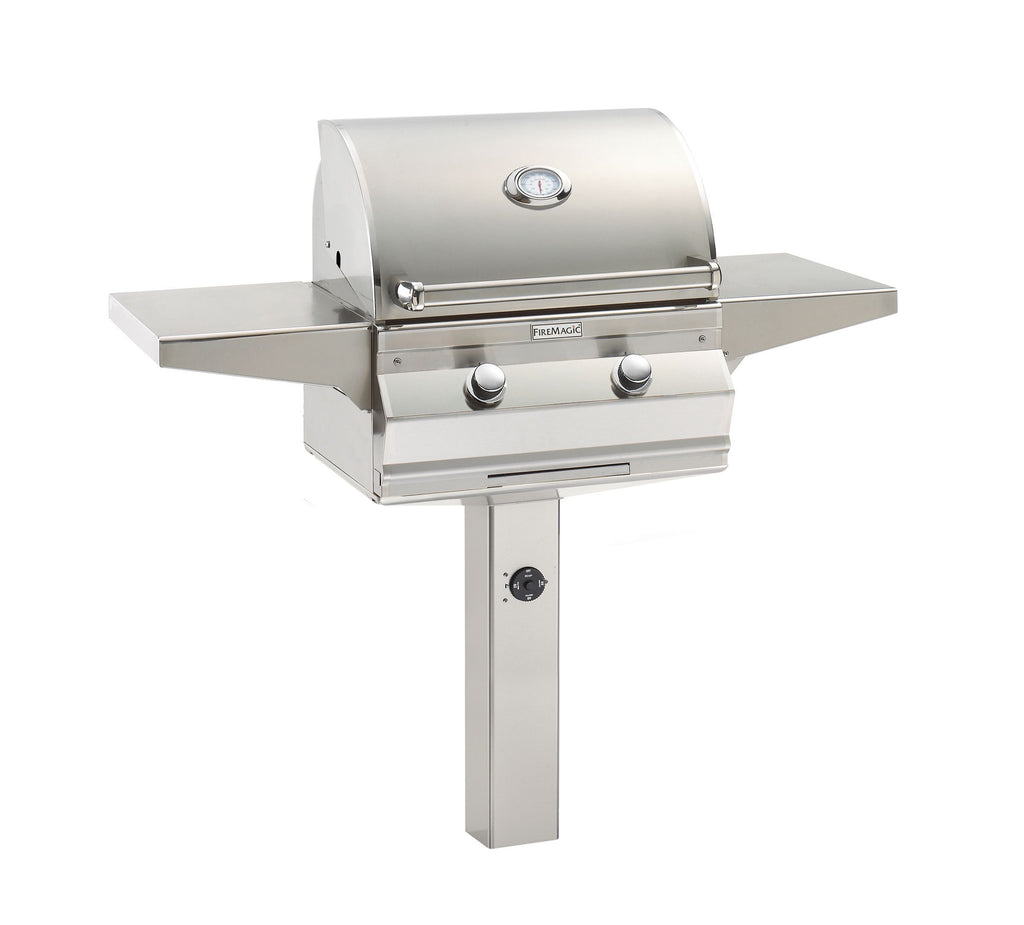 Fire Magic Choice Patio Post Mount Grill with Analog Thermometer and 1-Hour Timer on Post C430s