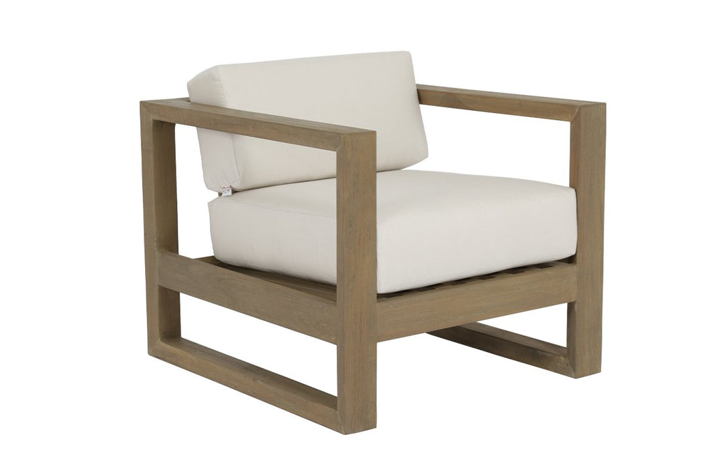 Sunset West Coastal Teak Club Chair with cushions in Canvas