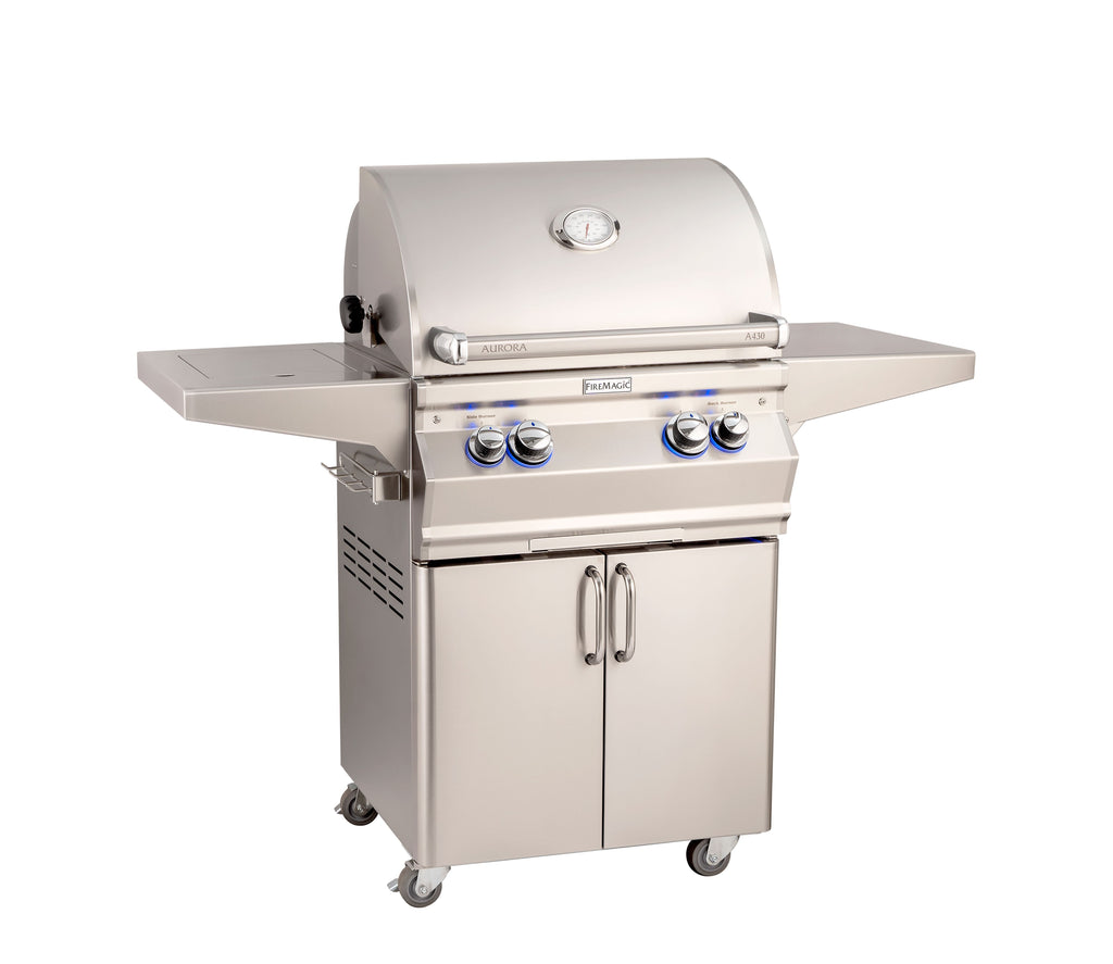 Fire Magic Aurora Portable Grills with Analog Thermometer & Flush Mounted Single Side Burner (-62) A430s