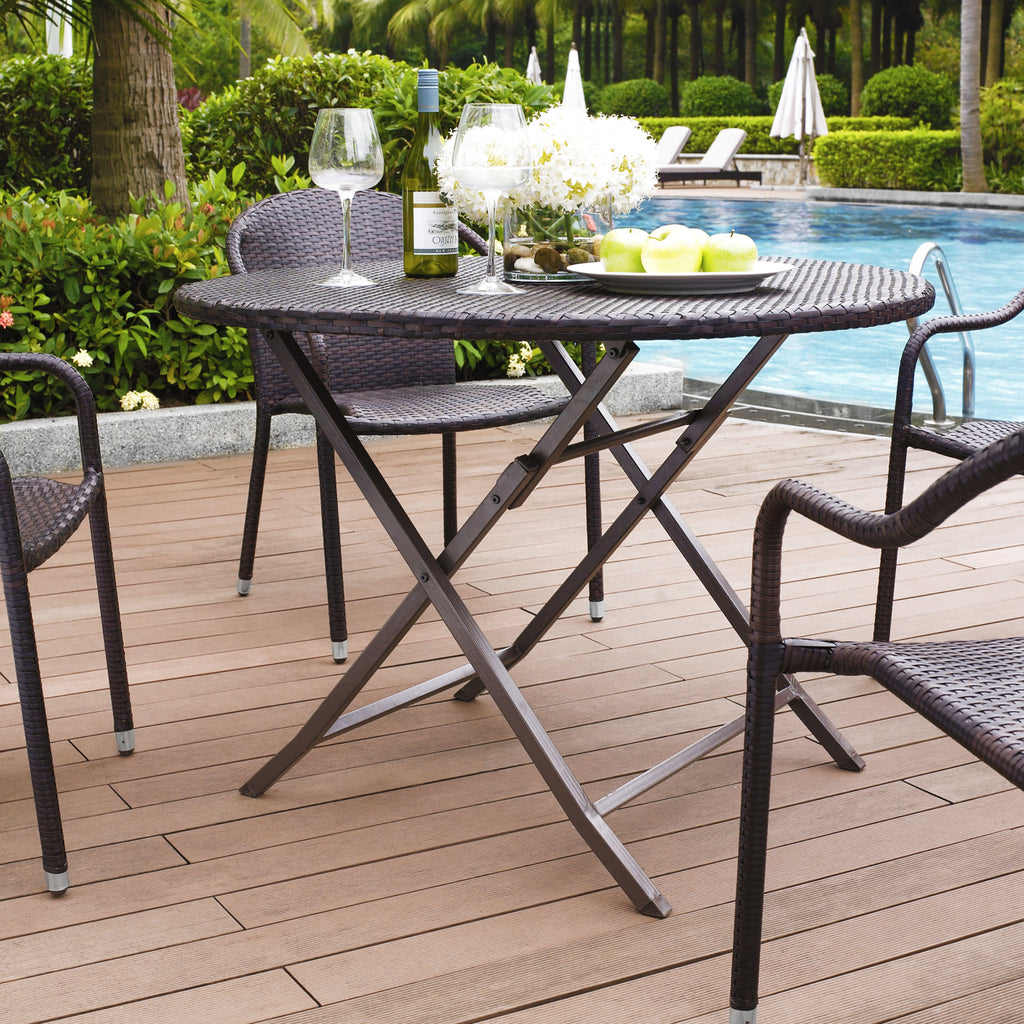 Crosley Brands Palm Harbor Outdoor Wicker Folding Table