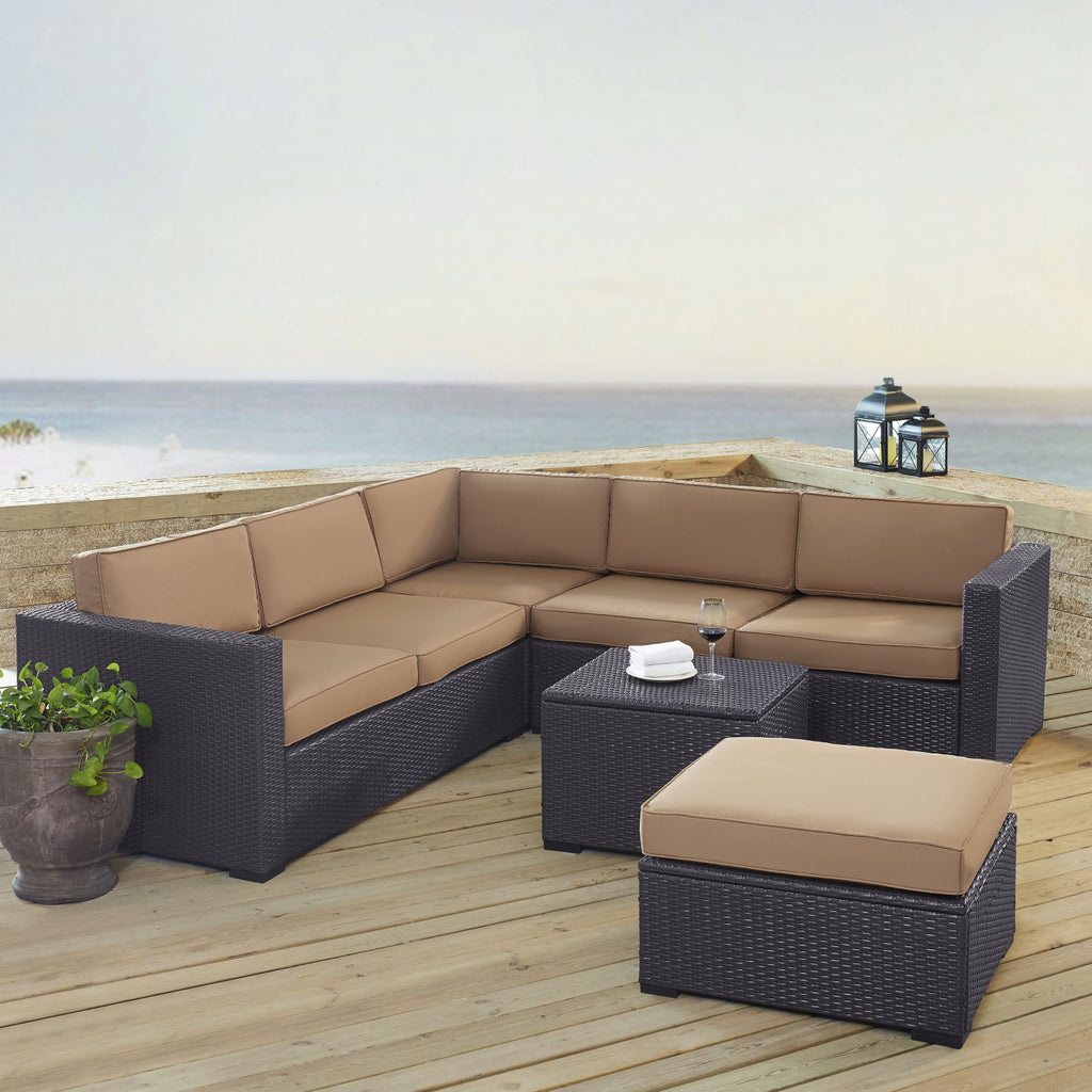 Crosley Brands Biscayne 5Pc Outdoor Wicker Sectional Set